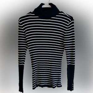 Black and White Striped Men's Sweater